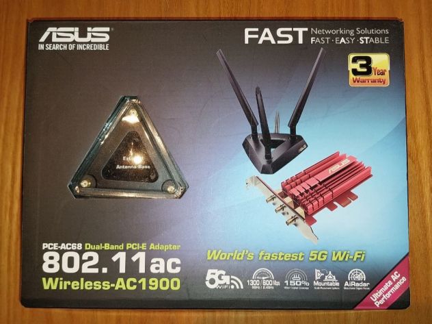 Scheda di rete WiFi/adattatore PCI Express Wi-Fi dual-band ASUS PCE-AC68.