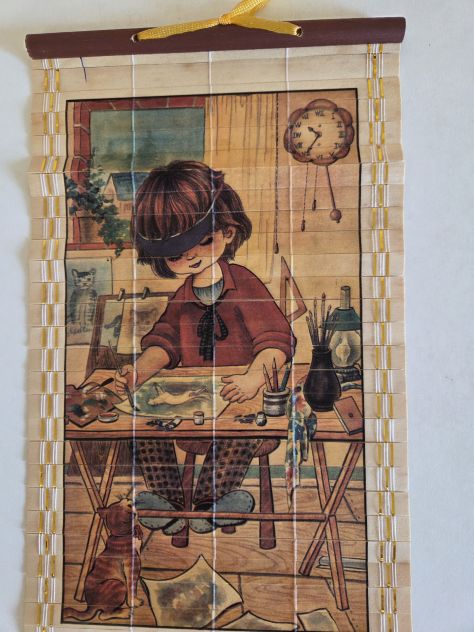 Calendario artistico, vintage del 1989, realizzato in bambù. - Foto 7