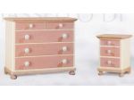 Mobili Rustici Pavia in legno stile rustico: Comò 5 cassetti rosa e bianco