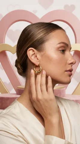 Gold Chunky Huggie Hoop Earrings for Women - Foto 5
