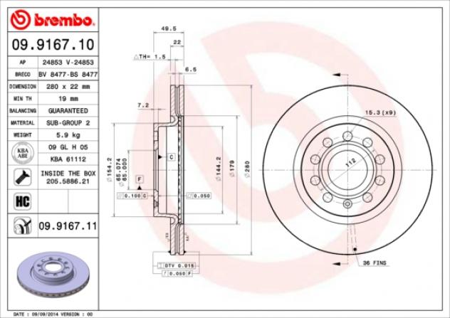 Brembo Disco Freno 09916711