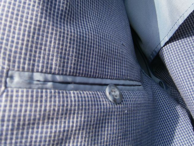 Giacca sartoriale estiva "Wash and Wear"misto cotone - 54 quadretti blu/ bianco - Foto 8