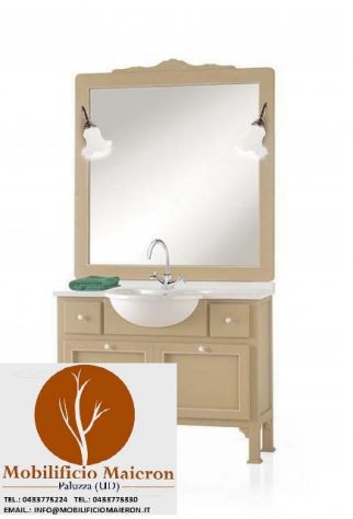 Mobili Rustici Palermo Mobile Bagno Legno con Marmo/Specchiera Rustico cod 7303