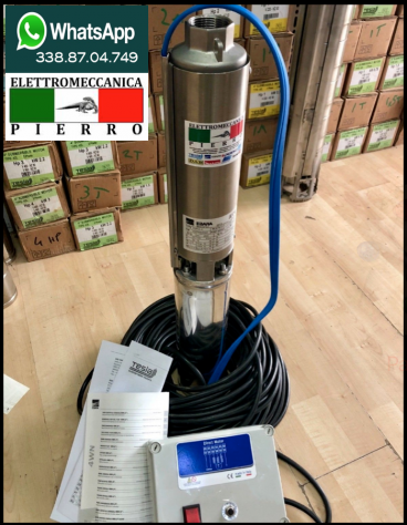Pompa sommersa per pozzi 4" - HP2 V230 LT100 12BAR +30MTCAVO + salvamotore cond