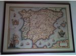 Quadro vintage antica carta geografica Spagna e Portogallo