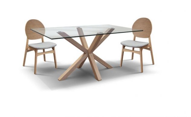 TAVOLO FUTURA SHABBY SET 2 SEDIE ANCILLA IN LEGNO COLOR NATURALE STOFFA ECRÙ,