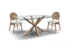 TAVOLO FUTURA SHABBY SET 2 SEDIE ANCILLA IN LEGNO COLOR NATURALE STOFFA ECRÙ,