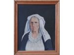 Dipinto donna con costume tradizionale, olio su tela