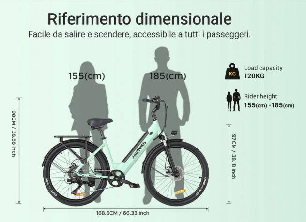 Bicicletta Elettrica HillMiles 250W MileCity1 GRIGIO - Foto 7