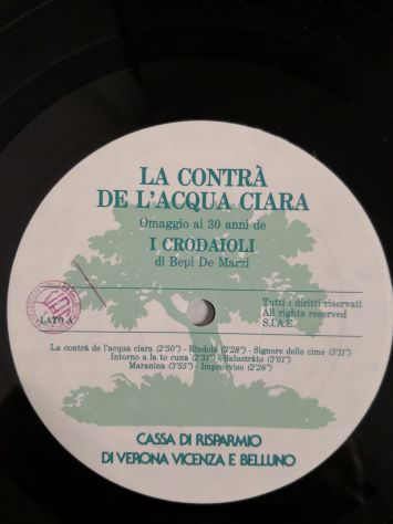 Disco Vinile Lp 33 giri de I Crodaioli - "La contrà dellacqua ciara" del 1988. - Foto 5