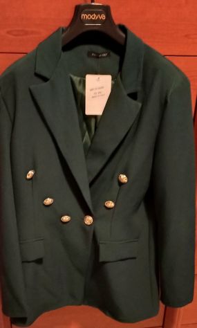 Giacca blazer da donna verde bottoni dorati doppiopetto giacca all-match tg XXL - Foto 4