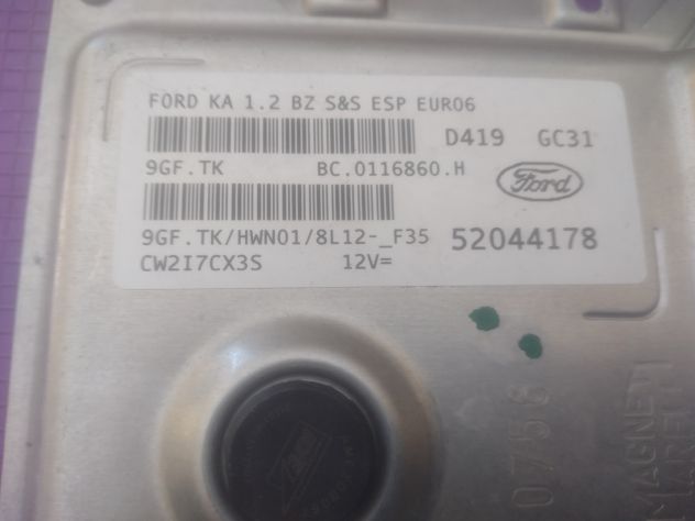 Centralina Motore Per FORD Ka Ccu Trend + 52044178 1779831 ECU FORD KA 1.2 8V