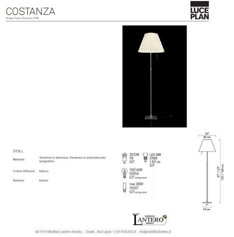 Lampada COSTANZA terra LUCEPLAN casa ufficio studio pronta consegna - Foto 3