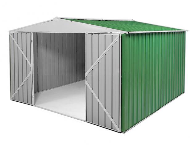 Box prefabbricato, casetta da giardino in lamiera zincata. Capanno deposito attrezzi in Acciaio Zincato 3.60 x 3.45 m x h2.12 m - Peso 150 KG – 12,42 - Foto 2