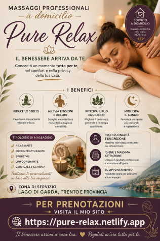 Massaggi professionali a domicilio – Lago di Garda e Trento | Pure Relax