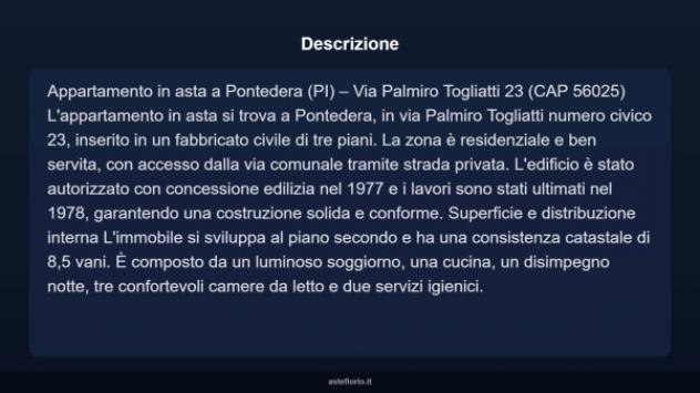 Immobile in asta di 130 m² con più di 5 locali e box auto in vendita a Pontedera - Foto 3