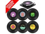 SOTTOBICCHIERI VINILE CON SUPPORTO GIRADISCHI RETRO UNDER GLASS VINYL RECORD