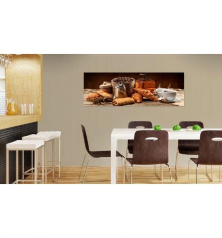 Quadro Caffè E Brioche Con Sfondo Marrone - ARREDALACASA - Foto 2