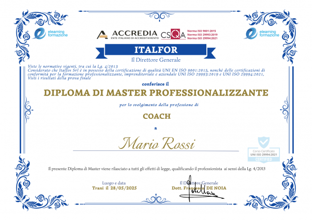 Master online in Coaching certificato UNI ISO 29994:2021 - Foto 4