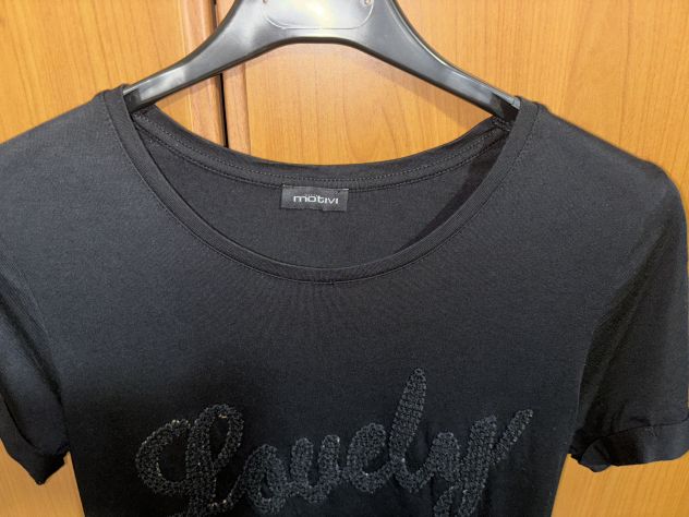 UNA MAGLIETTA COME NUOVA,DA DONNA,ORIGINALE MARCA”MOTIVI”A MEZZE MANICHE,NERA,EL - Foto 7