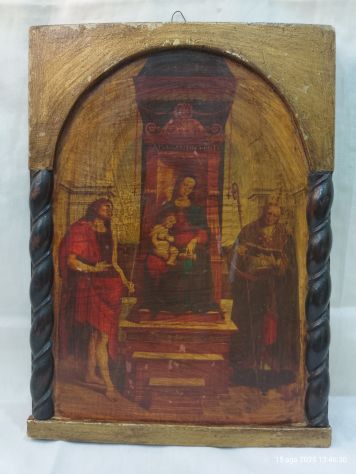 Pala D'altare Madonna con bambino in trono Santi Girolamo Agostino - Foto 8