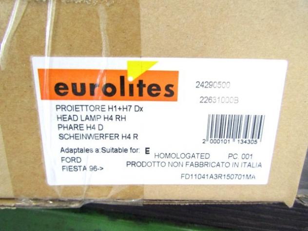 2490500 FARO FANALE PROIETTORE ANTERIORE DESTRO EUROLITES FORD FIESTA 1.2 B RICAMBIO NUOVO - Foto 3