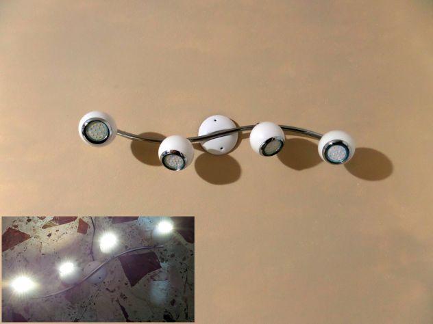 Lampada da soffitto / Parete ( moderna ) 4 faretti a sfera orientabili Usata - Foto 3