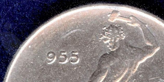 ITALIA 1955 Moneta 50 Lire R3 - manca "1" nella data - Foto 2