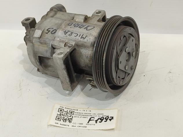 COMPRESSORE A/C NISSAN Micra 4° Serie 92600AX84B CR14DE benzina 1386 (0305)