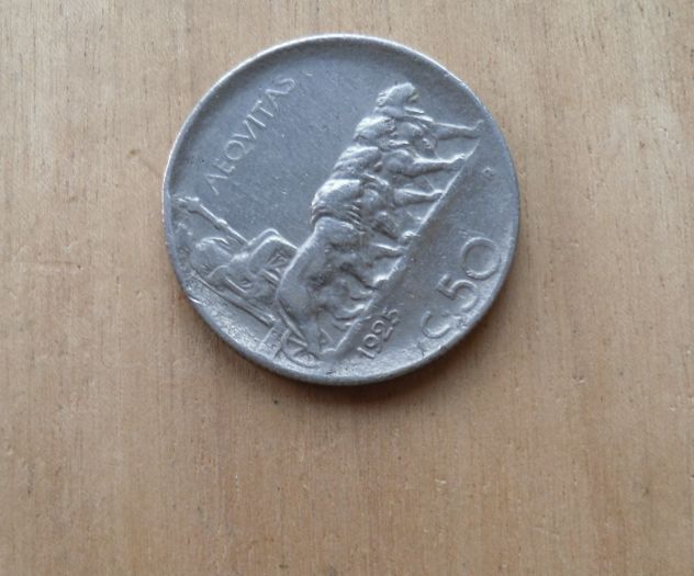 MONETA DA 50 CENTESIMI LEONI DEL 1925 RIGATO - REGNO D'ITALIA VITT. EMANUELE - - Foto 2