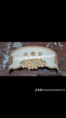 Tronetto corona capoletto foglia oro avorio camera da letto con spedizione