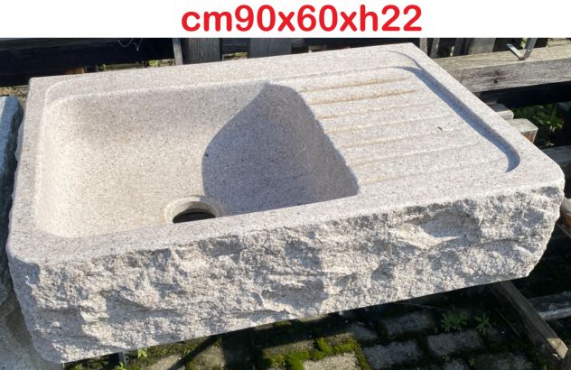 Lavello lavandino cucina in marmo granito pietra 90 cm - Foto 5