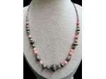 ANTICA RAFFINATA COLLANA ETNICA IN CORALLO ROSA E ELEMENTI DECORATIVI IN ARGENTO