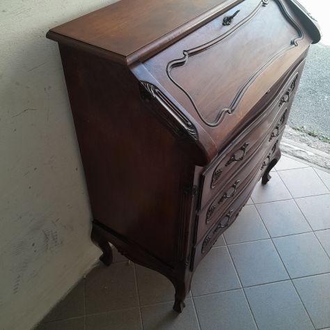 Cassettiera Comò Ribalta Trumeau con scrittoio stile barocco vero legno - Foto 5
