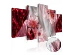 Quadro Rosso Con I Fiori Cm.100x50 O 200x100 Su Vetro Acrilico