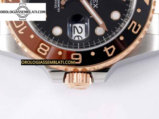 Rolex Replica GMT-MASTER II 126711 CERAMICA NERA/MARRONE MIGLIOR EDIZIONE SU BRACCIALE SS/RG 3285 - Foto 6