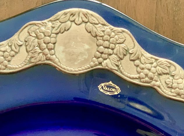 CENTROTAVOLA IN CRISTALLO BLU COBALTO ED ARGENTO - Foto 2
