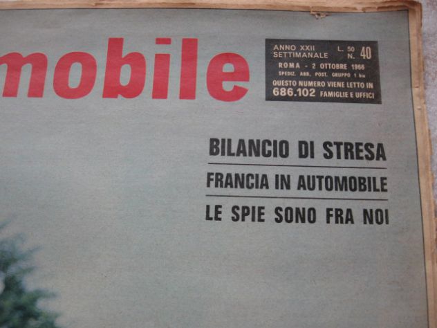 RIVISTA L'AUTOMOBILE OTTOBRE  1966 FOTO ALFA ROMEO GT JUNIOR PRIMA SERIE SCALINO - Foto 3
