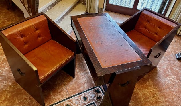 Scrivania + 2 poltrone vintage 1970 stile marina