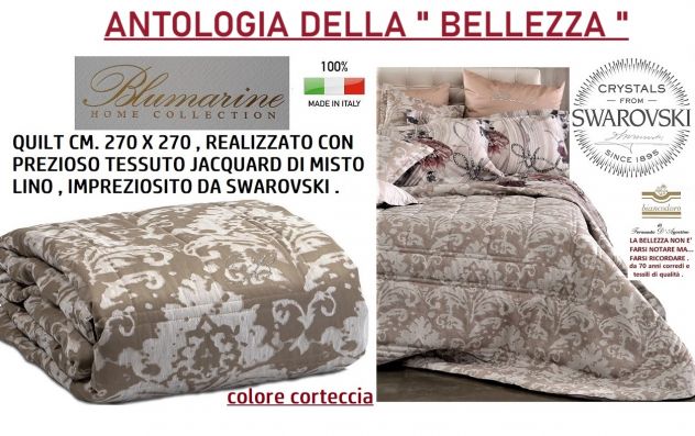 BLUMARINE quilt copriletto trapuntino in prezioso tessuto jacquard e SWAROVSKI