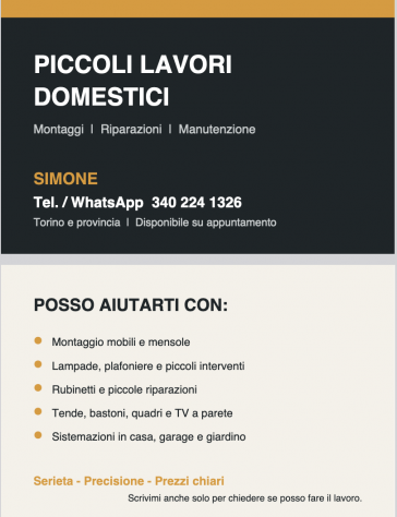 Piccoli lavori domestici – montaggi e riparazioni – Torino e provincia