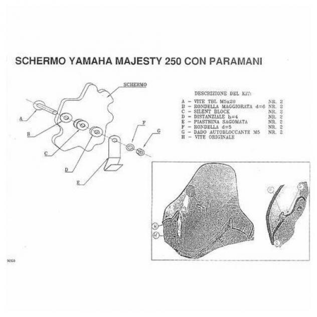 Parabrezza con paramani Yamaha Majesty 250 - Foto 3
