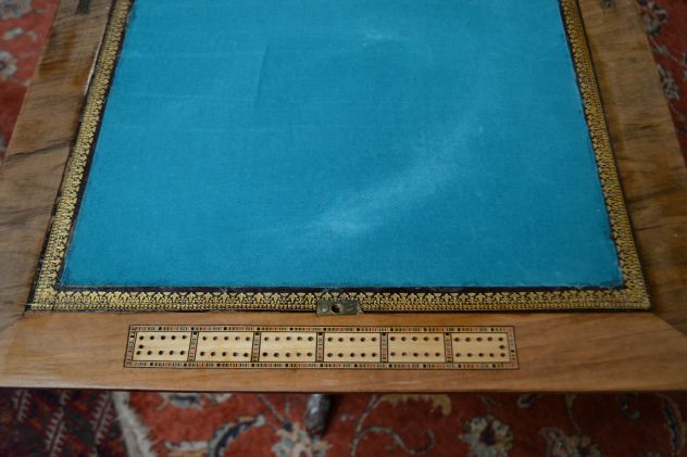 Antico tavolino da gioco/lavoro stile inglese regency - Foto 3