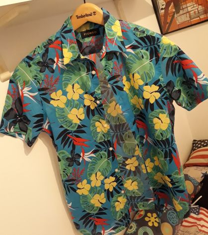 Piombo camicia fiori tropicali