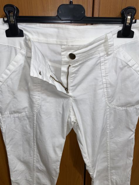 PANTALONI DA DONNA VINTAGE ESTIVI BIANCHI ELASTICIZZATI MESSI SOLO 2/3 VOLTE - Foto 7