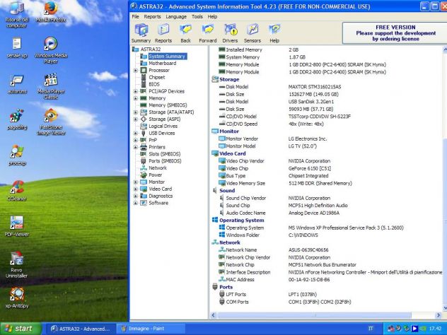 Windows XP pro PC Asus desktop seriale parallela vga DVD-RW Amd x2 - Foto 4