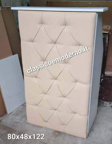 Bancone reception bianco ecopelle beige centro estetico con spedizione