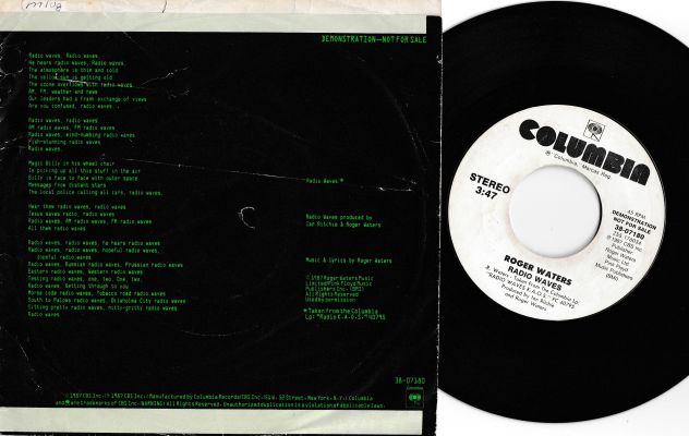 ROGER WATERS (Pink Floyd) Radio Waves - Single PROMO 7'' / 45 giri 1987 US - Foto 2