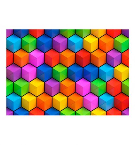 Fotomurale Adesivo Con I Cubi In 3d Colorati ARREDALACASA - Foto 2