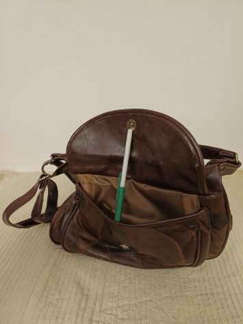 Borsa tracolla in pelle patchwork marrone borsa a tracolla marrone realizzata i - Foto 3